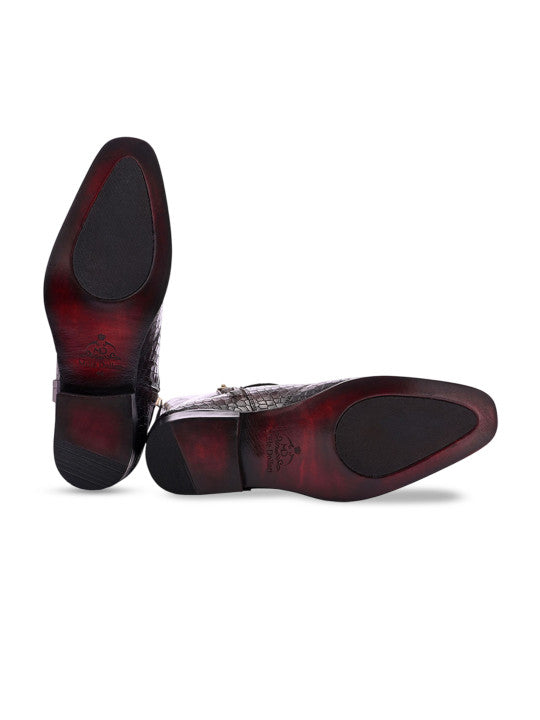 MILLE DOLLARI Men Textured Leather Frontier Boots